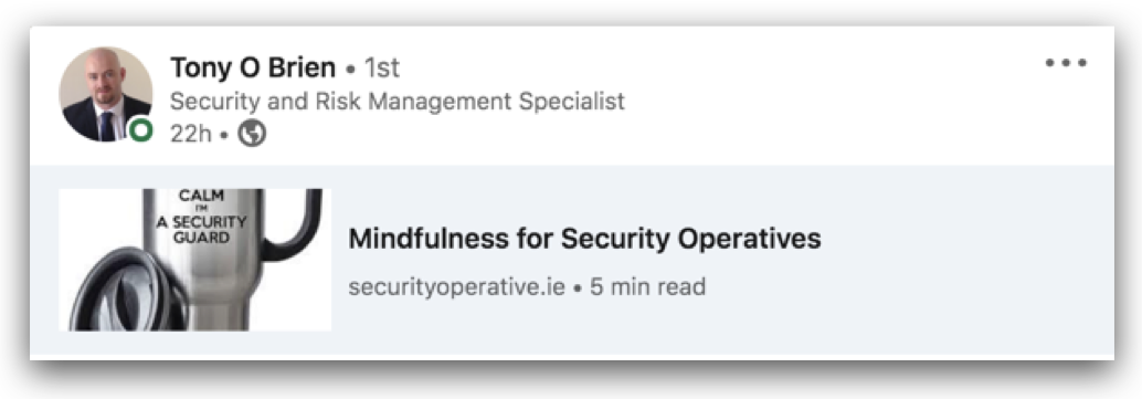 Tony O Brien Mindfulness for Security Operatives